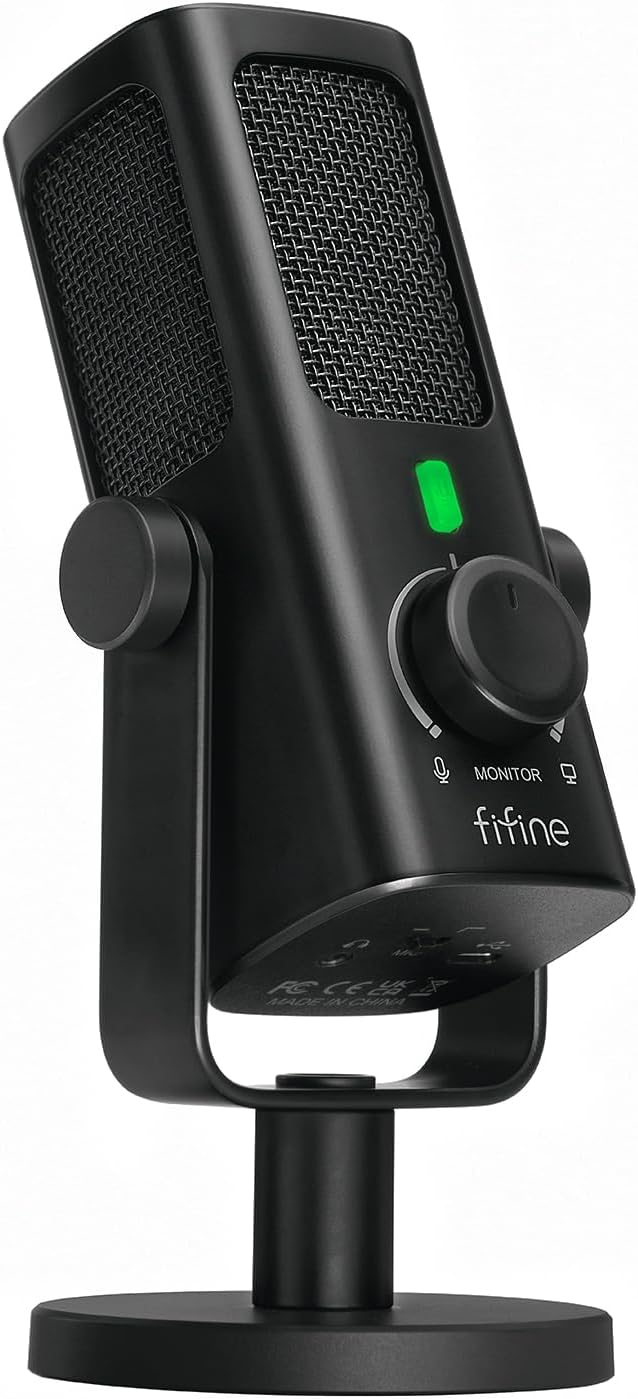 FIFINE AmpliTank PROFILE3 USB Condenser Microphone for Studio Podcast | Desktop Computer Recording Mic, Monitor Mix, Volume Control, Low-Cut Switch, Metal Built for Streaming Music Creation Vocal