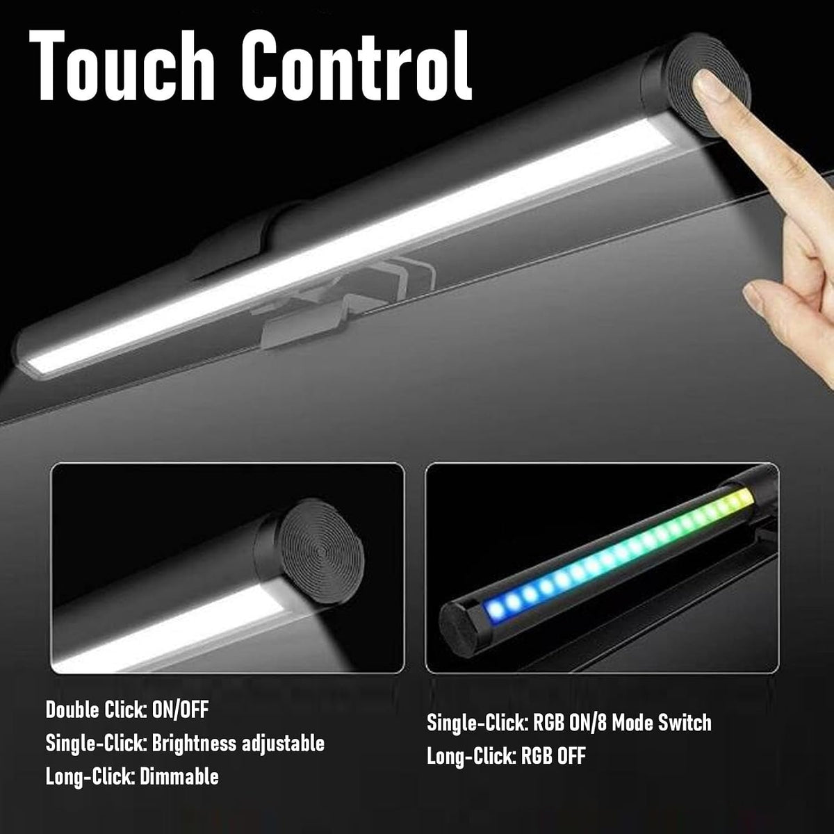 Zopsc Computer Monitor Lamp, RGB CCT Dual Sided Computer Screen Monitor Light Bar for Eye Caring, USB Reading LED Task Lamp with 3 Color Temperature, No Glare Work Desk Light