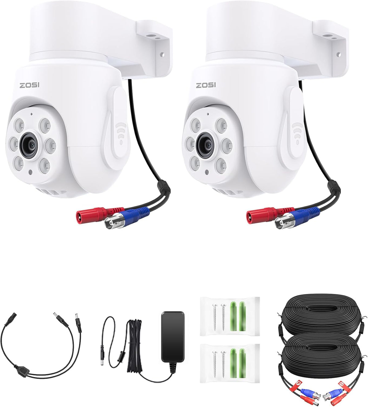 ZOSI 2 Pack 1080P Pan Tilt HD TVI Security Cameras, 360° View Outdoor Cam