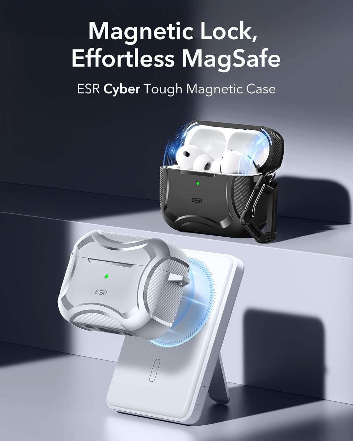 ESR for AirPods Pro 3 Case (2025), Compatible with Airpods Pro 3rd Generation (USB-C Cable), Magnetic Lid, MagSafe Ready, Powerful Drop Protection, Cyber Series, Gray