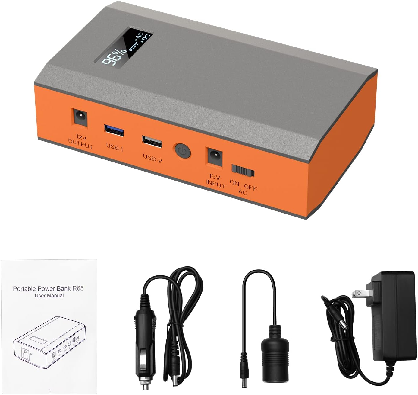 Portable Power Bank with AC Outlet, 65W 110V Portable Laptop Charger Backup | Portable Battery Bank 24000mAh External Battery Pack Fast Charging Power Source for Outdoor Tent Camping RV Smart Devices Use