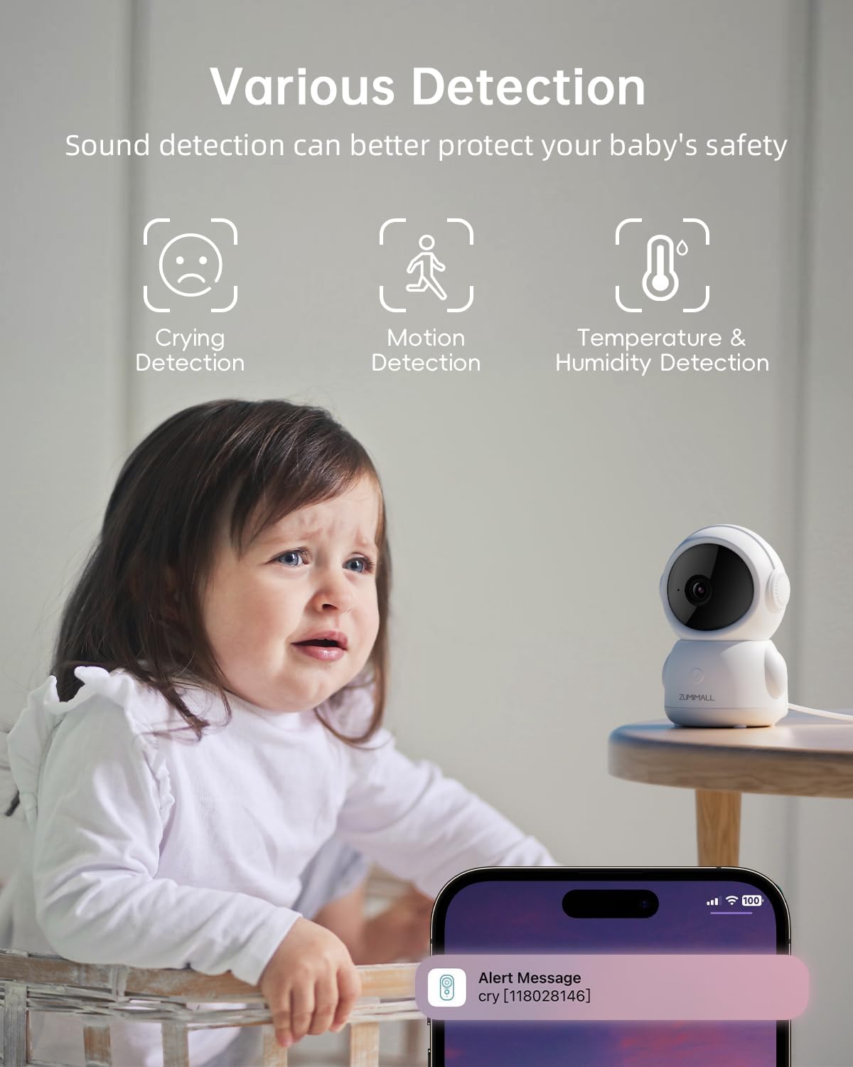 ZUMIMALL 2K Indoor Security Camera for Baby Monitor 5G/2.4G WiFi Pan-Tilt