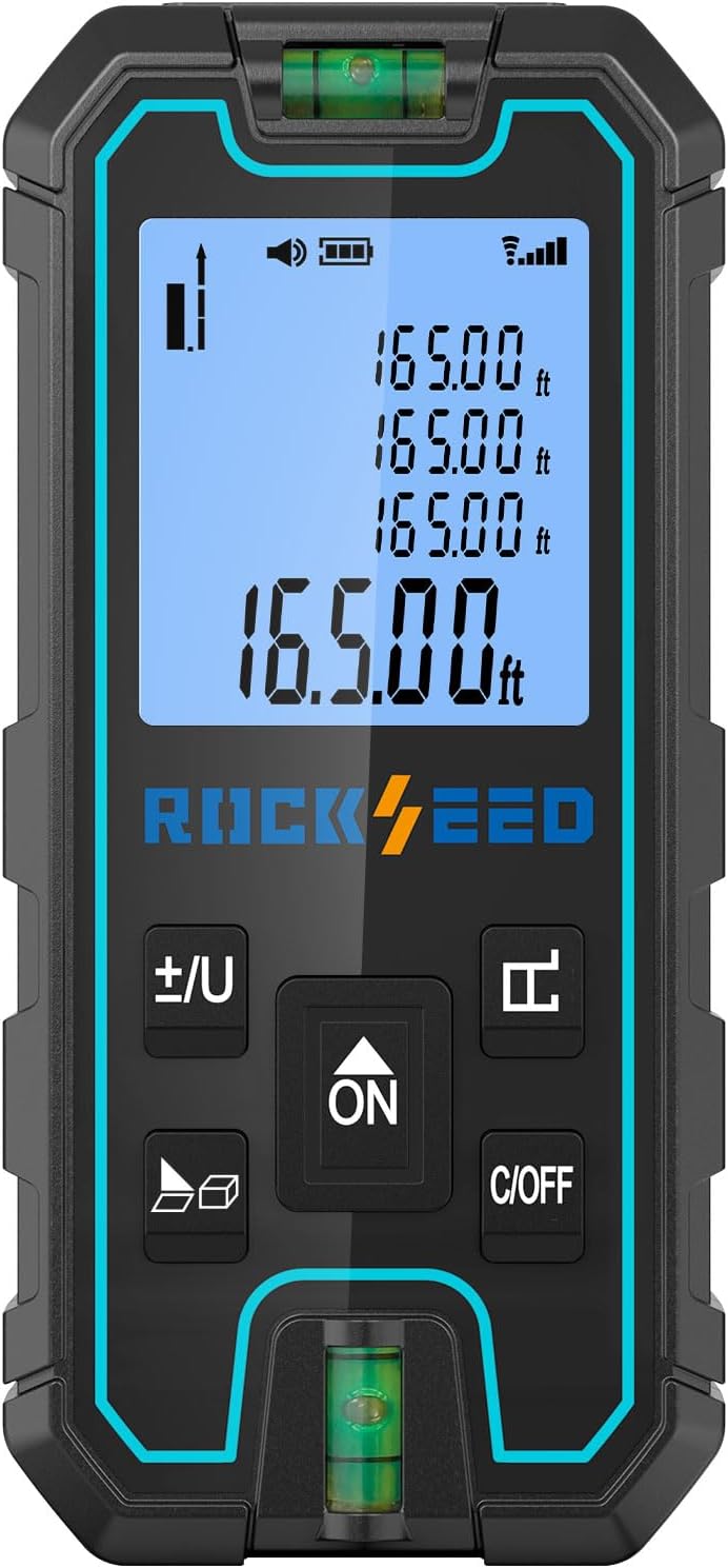 Laser Measuring Tool, RockSeed Portable Laser Measure, Digital Distance Measurement with 2 Bubble Levels, Laser Tape Measure with 5 Units Conversion