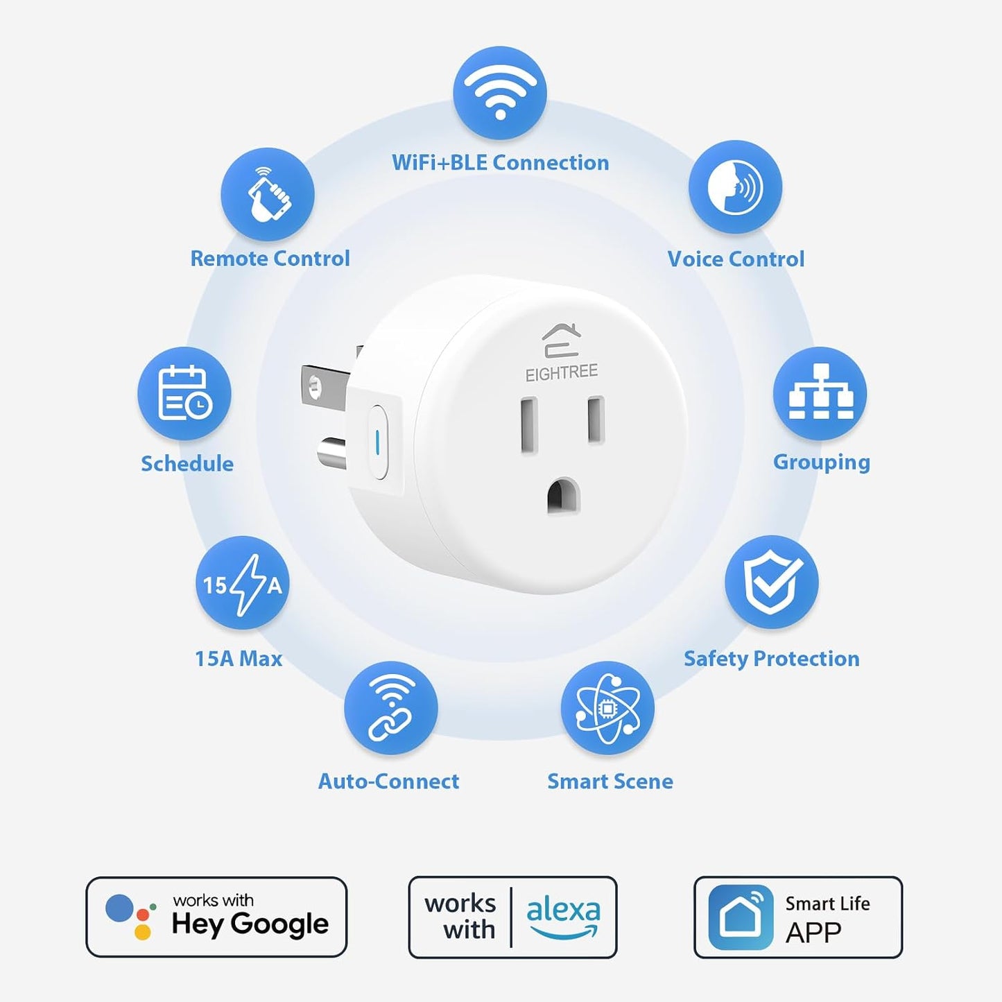 EIGHTREE Smart Plug 5GHz& 2.4GHz, 15A WiFi Smart Outlet Compatible with Alexa & Google Home, Smart Home WiFi Plug with Remote Control, Timer Outlet with Schedule, 4 Packs
