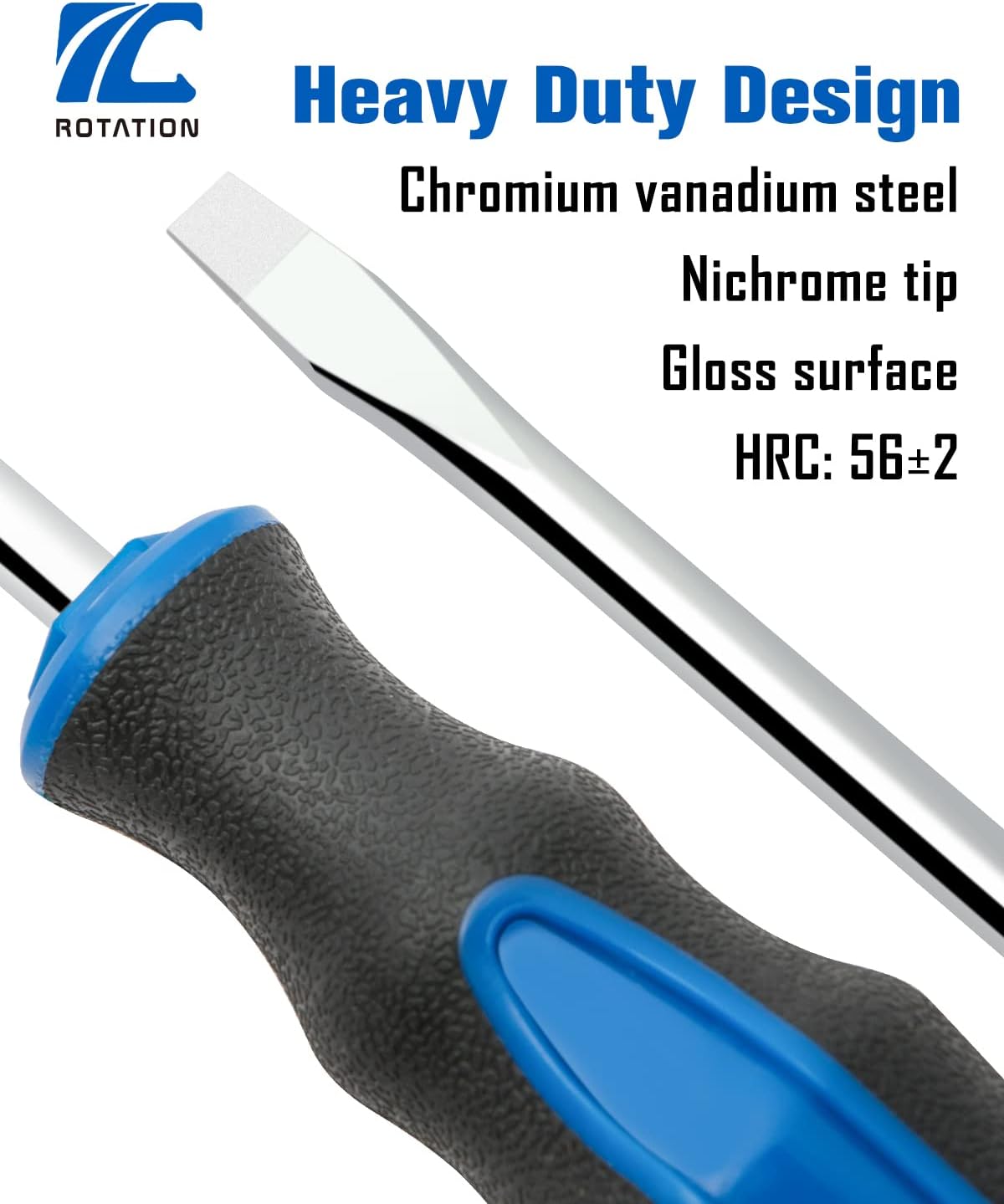 8pc Magnetic Screwdrivers Set, 4 Phillips and 4 Slotted Tips | Nichrome Tip, Silver Tip Gloss, Professional Cushion Grip, High Torque