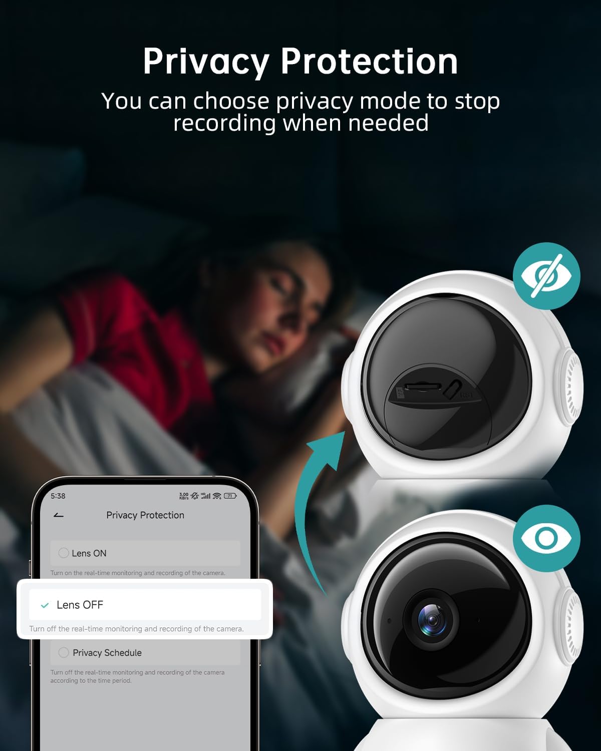 ZUMIMALL 2K Indoor Security Camera for Baby Monitor 5G/2.4G WiFi Pan-Tilt