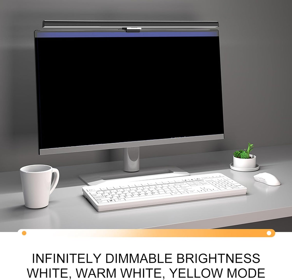 BORDSTRACT LED Monitor Light Bar, Stepless Dimming & 3 Color Temperature Adjustable Anti Glare Eye Care USB Computer Lamp Ultra Wide Lighting Weighted Clip On Desk Lamp for All Computer Scree (Black)