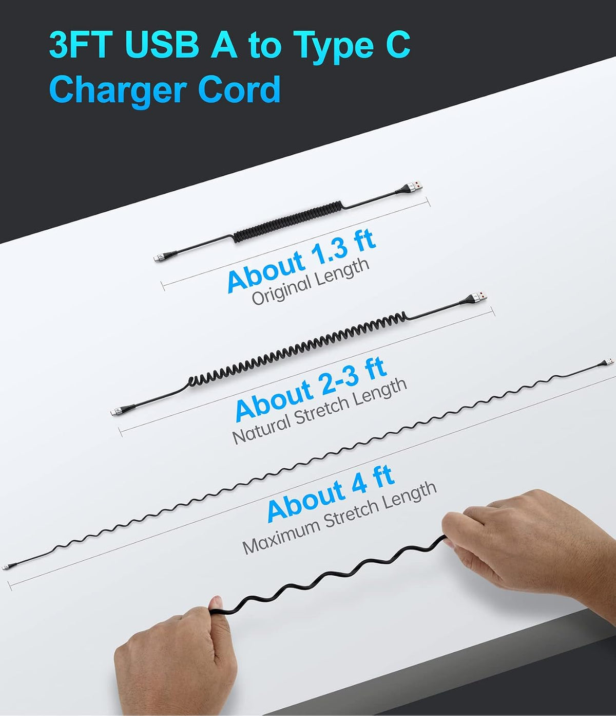 USB C Cable Fast Charging, 2Pack 3ft Coiled USB A to Type C Charge Cord for | Car USB-C Charging Cable Compatible with iPhone 17/16/15/Samsung Galaxy S20 S10 S9 S8 Plus Note 10 and More USB C Devices