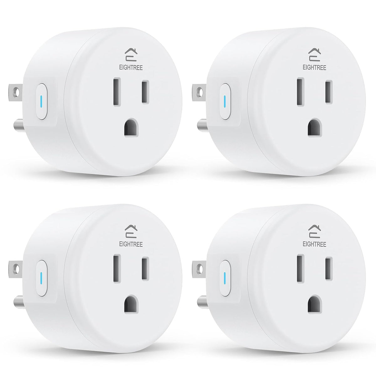 EIGHTREE Smart Plug WiFi Outlet Works with Alexa & Google Home, 15A, 4-Pack | Smart Home Socket with Remote Control & Timer Function, WiFi Plug for household appliances, No Hub Required, 2.4GHz WiFi Only