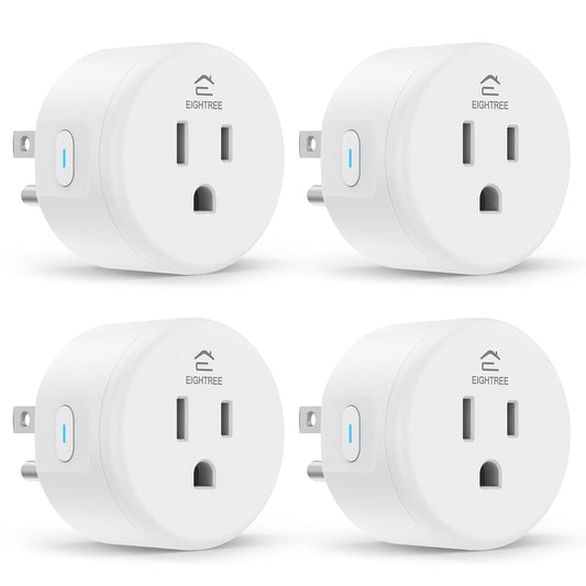 EIGHTREE Smart Plug WiFi Outlet Works with Alexa & Google Home, 15A, 4-Pack | Smart Home Socket with Remote Control & Timer Function, WiFi Plug for household appliances, No Hub Required, 2.4GHz WiFi Only