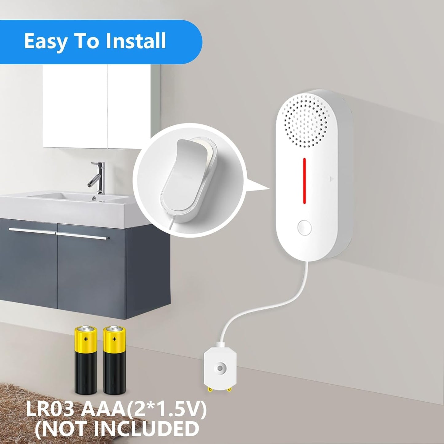 Water Detector Alarm, Smart Water Sensor Alarm Water Leak Detector, 100dB Water Detector Alarm with App Remote Monitor, Wireless Tank Level Monitor for Basement,Kitchen,Bathroom.1PCS