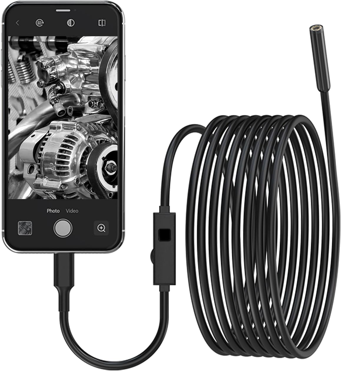 1920P HD Dual Lens Endoscope Camera Semi-Rigid Snake Cable IP67 Waterproof 8LED Lights Dimmable HD Industrial Pipeline Inspection Probe Compatible with Smartphones Endoscope Camera (9.9ft)