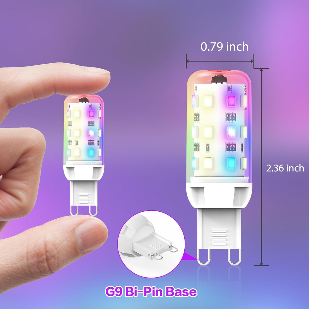 G9 LED Color Changing Light Bulb with Remote, 3000K Warm White, 200LM, 2.5W