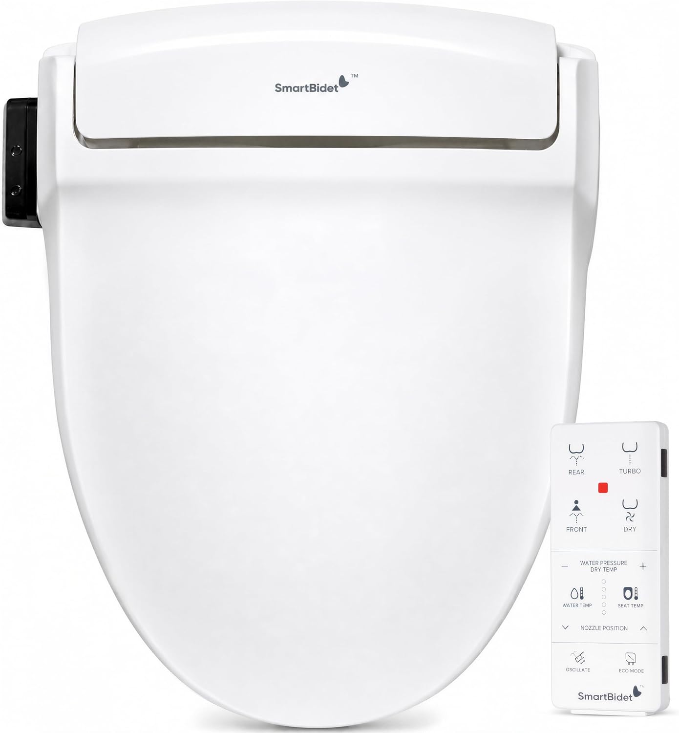 SmartBidet® SB-1000 Smart Bidet Electric Bidet Toilet Seat with Heated Seat, Warm Water, Air Dryer – Remote Control, Round