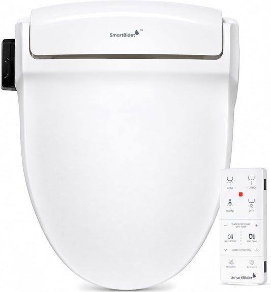 SmartBidet® SB-1000 Smart Bidet Electric Bidet Toilet Seat with Heated Seat, Warm Water, Air Dryer – Remote Control, Round
