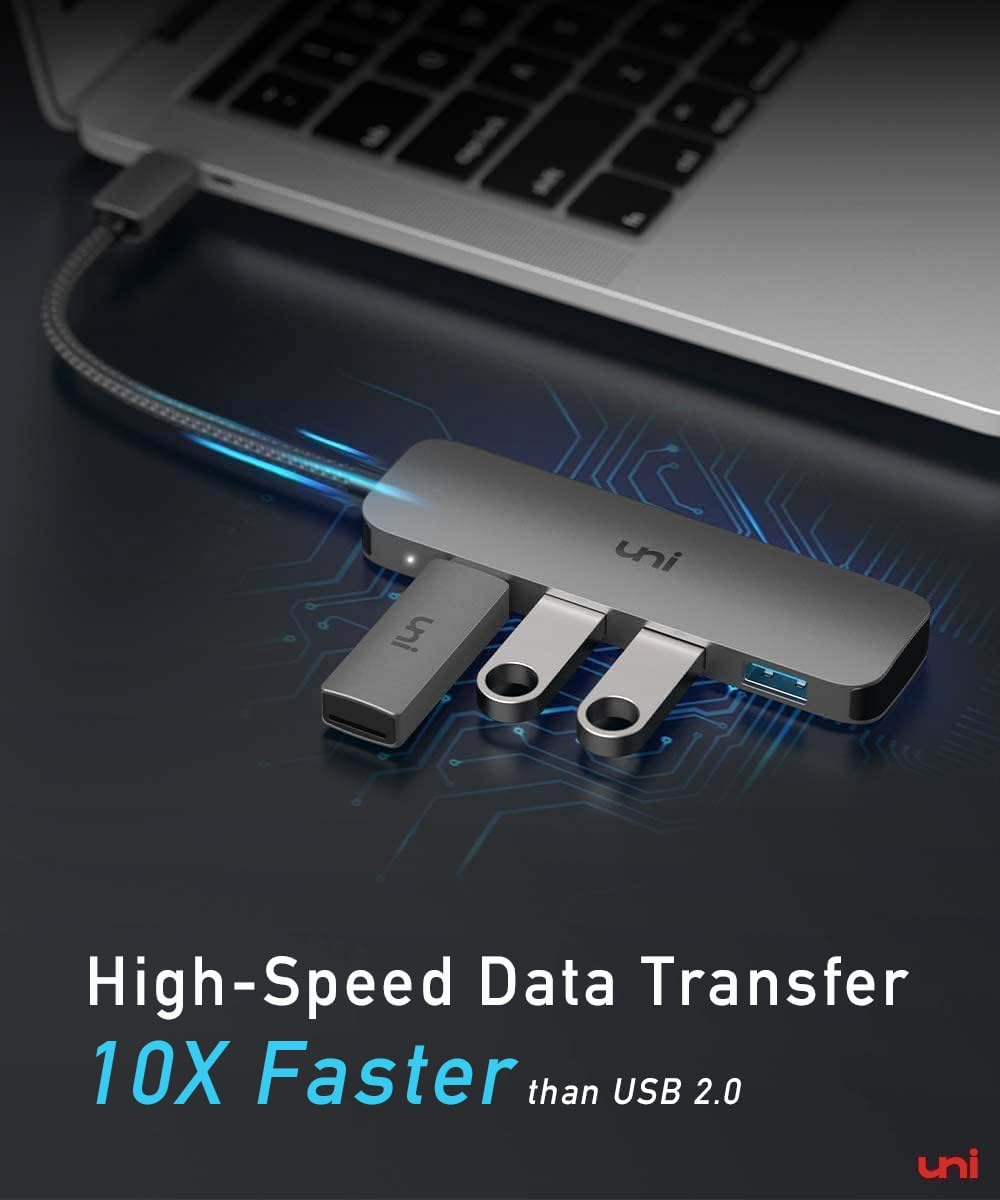 uni USB C to USB Hub Multiport Adapter, Aluminum 4 Ports USB C Splitter