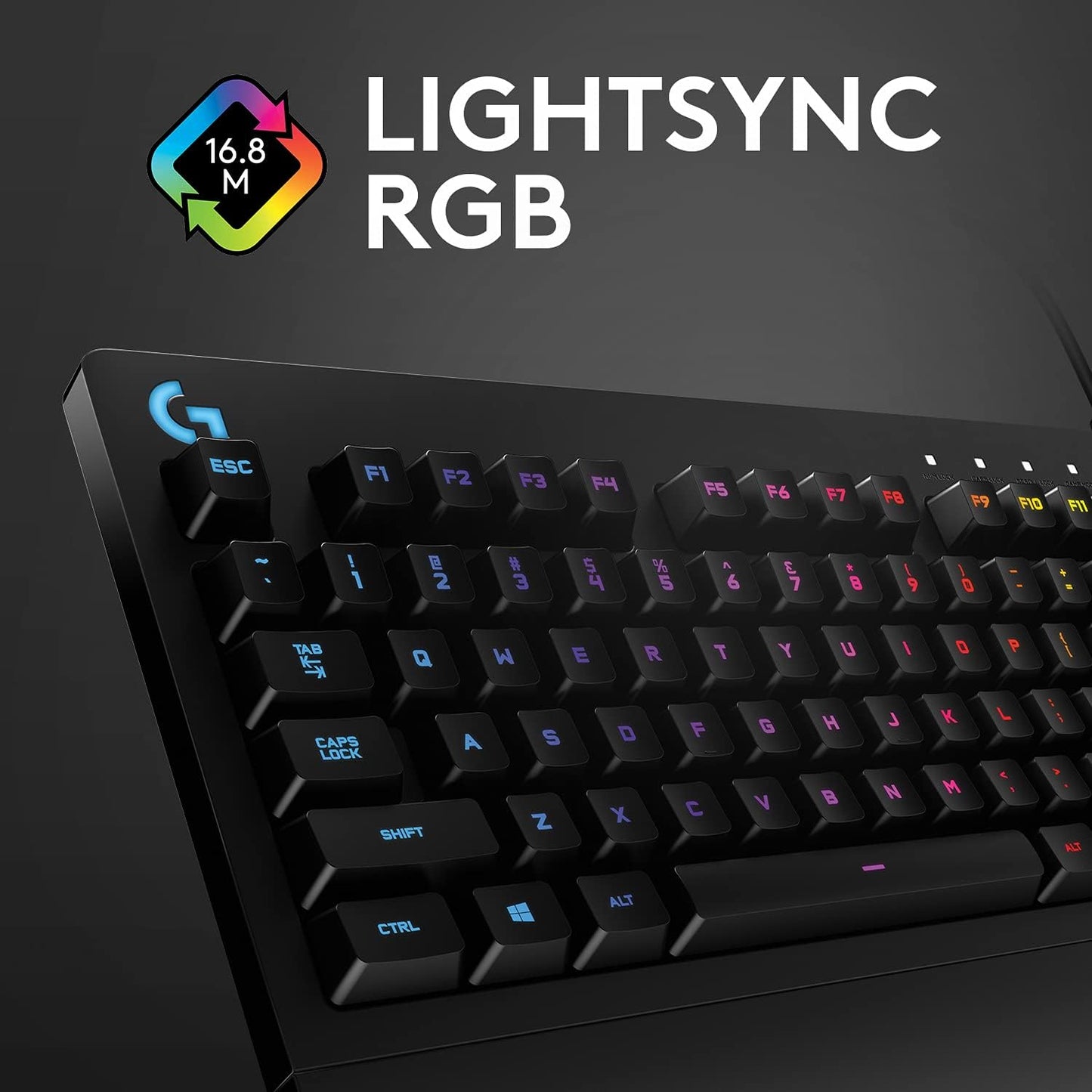 Logitech G213 Prodigy Wired RGB Gaming Keyboard - Black | Mech-Dome Keys, Palm Rest, Adjustable Feet, Media Controls, LIGHTSYNC RGB, USB, Compatible with Windows