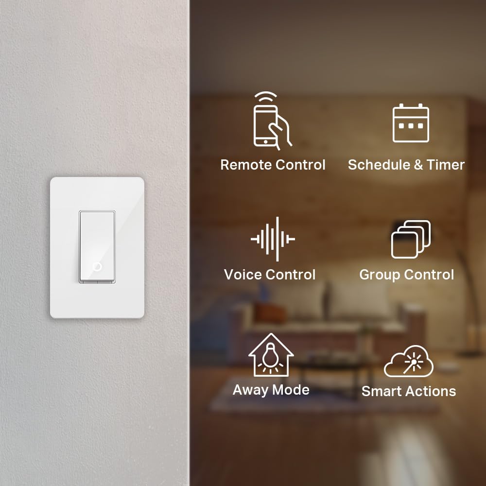 Kasa Smart Light Switch HS200, Single Pole, Needs Neutral Wire, 2.4GHz Wi-Fi Light Switch Works with Google Home, UL Certified, No Hub Required, White | 2.4GHz Wi-Fi, Works with Alexa & Google Home, UL Certified, No Hub Required, White
