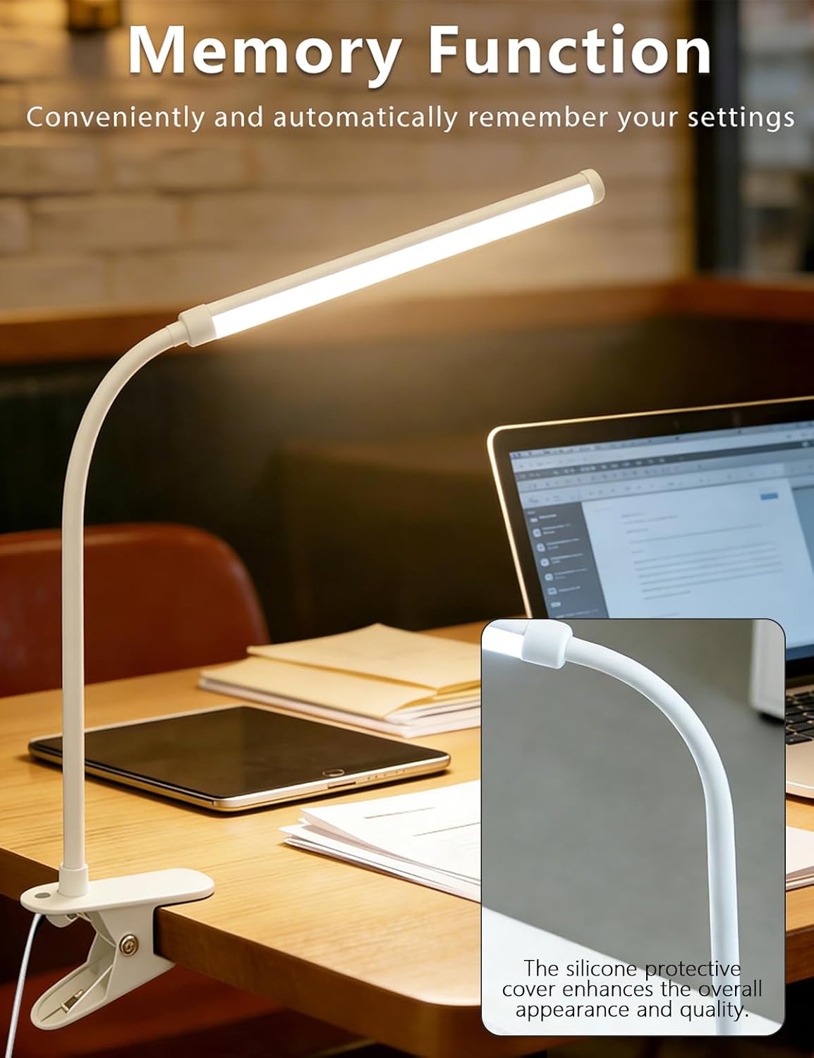 Set of 2 LED Desk Lamp with Clamp for Office Home, Clip on Desk Light Bar with 360 Adjustable Neck, Monitor Light Bar for Drawing Desk, Work from Home Reading Light for Night Stands