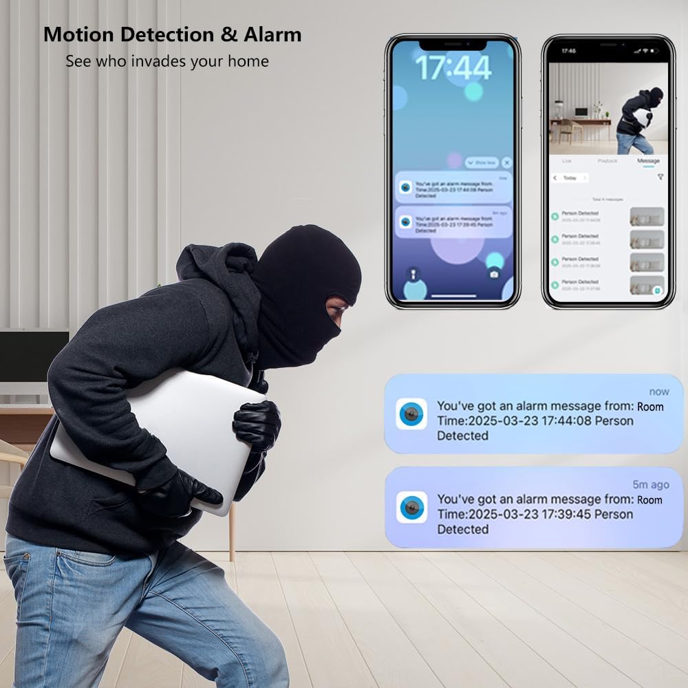 Clock Camera – Nanny Cam with 1080P HD Video, AI Motion Detection, Night Vision, Dual-Band 2.4/5GHz WiFi, Bluetooth Setup, Local & Cloud Storage, Indoor Security Camera for Home & Office