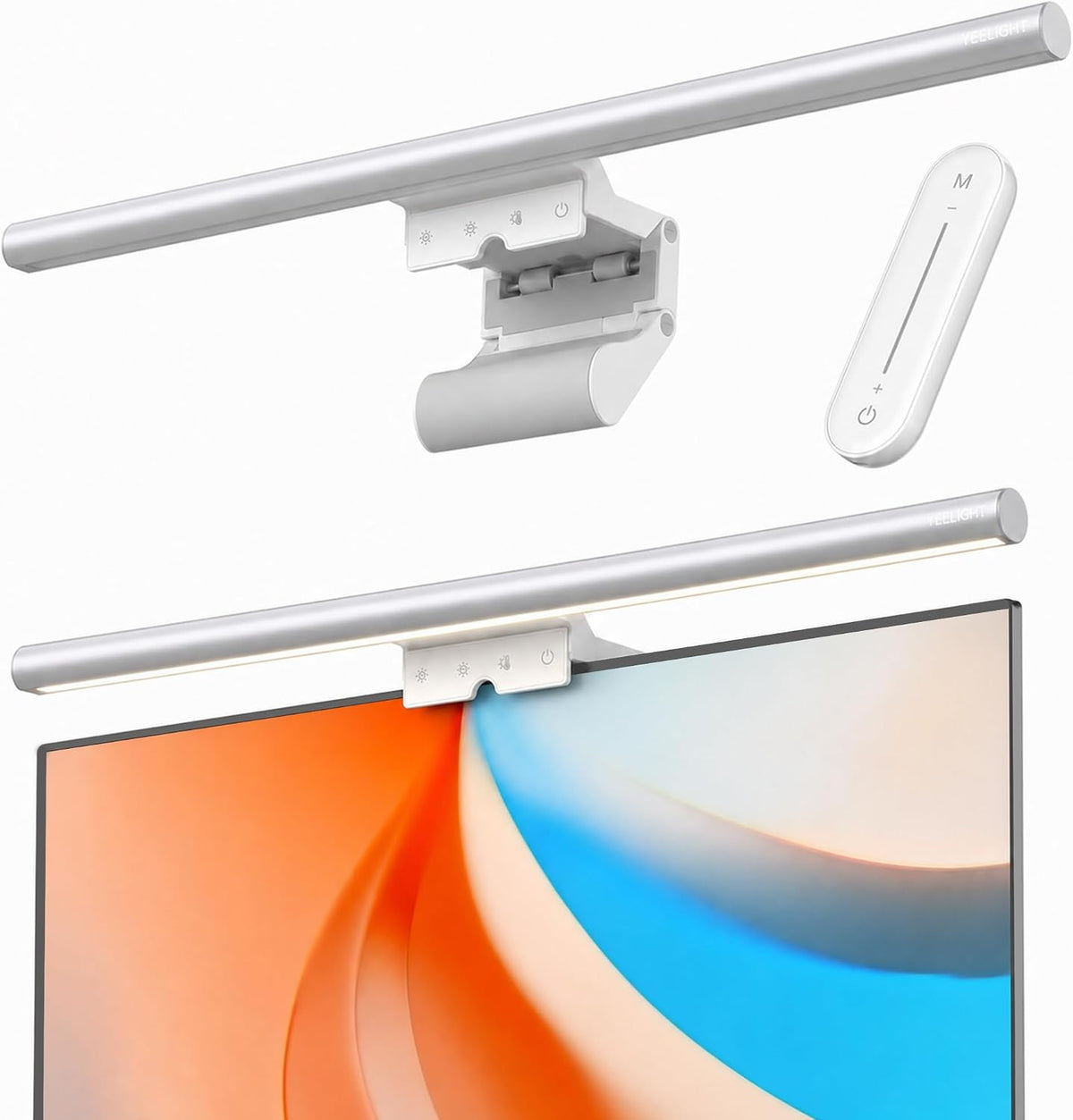 YEELIGHT Monitor Light Bar with Remote, Computer Monitor Lamp for Home Office Gaming, 250LM No Glare Eye-Care Screen Bar, Touch Control USB Desk Lamp with Stepless Dimming for Flat & Curved Monitor