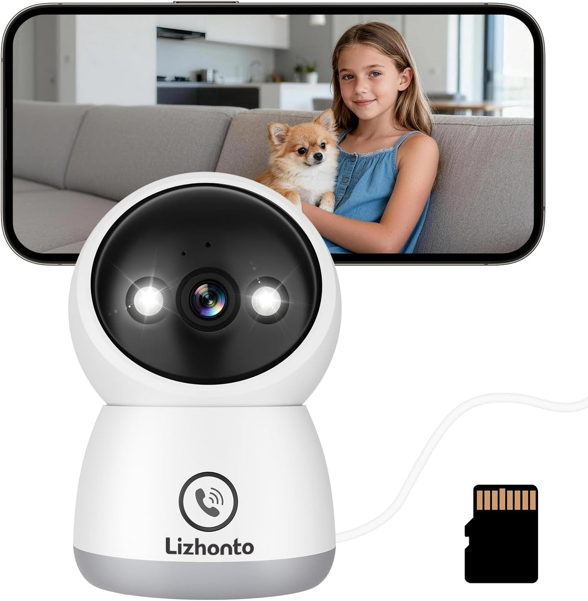 3MP WiFi Indoor Pet Security Camera,Room Camera for Home Security