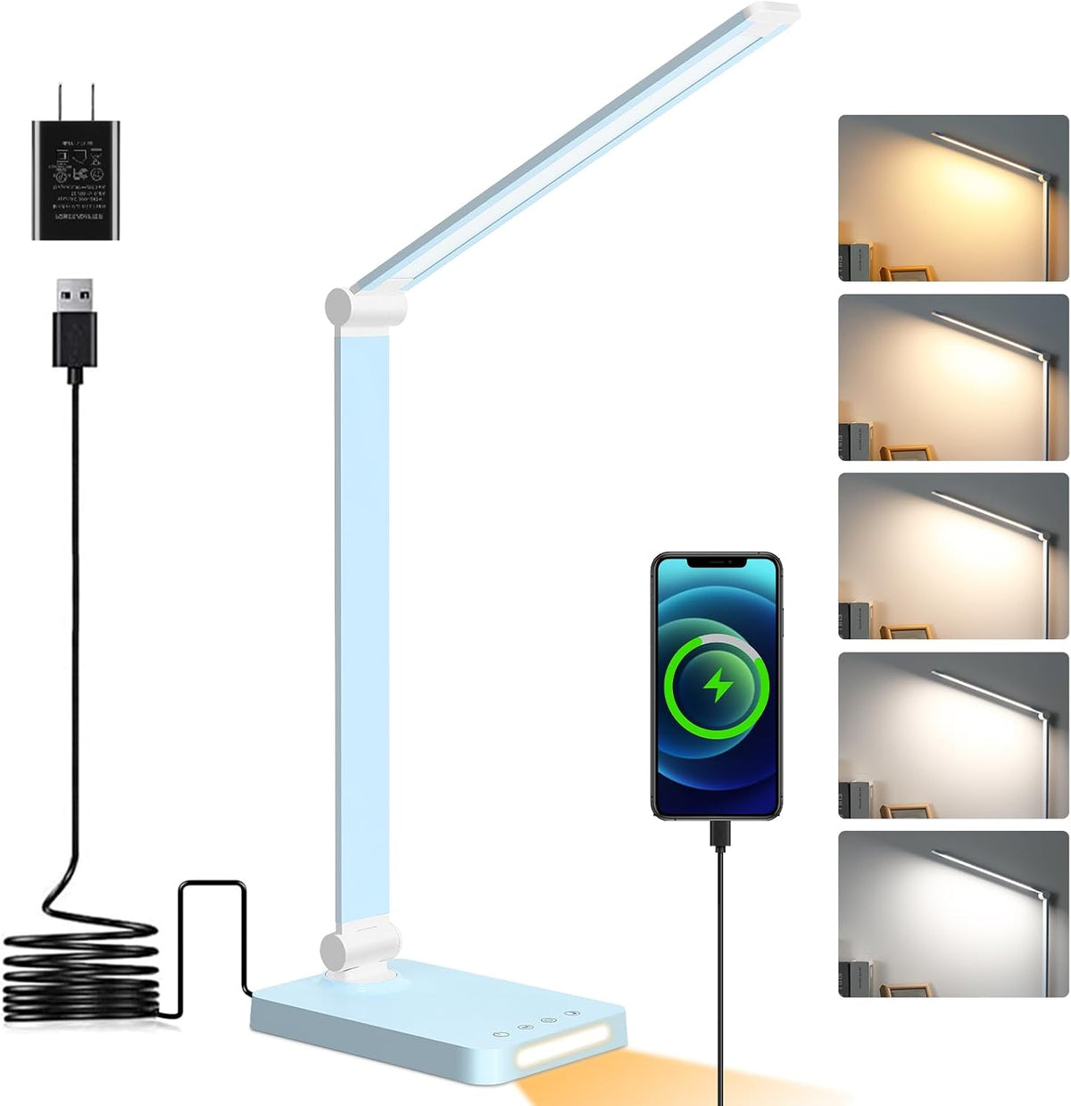 LED Desk Lamp with USB Ports,Touch Desk Lamps for Home Office with 5 Modes