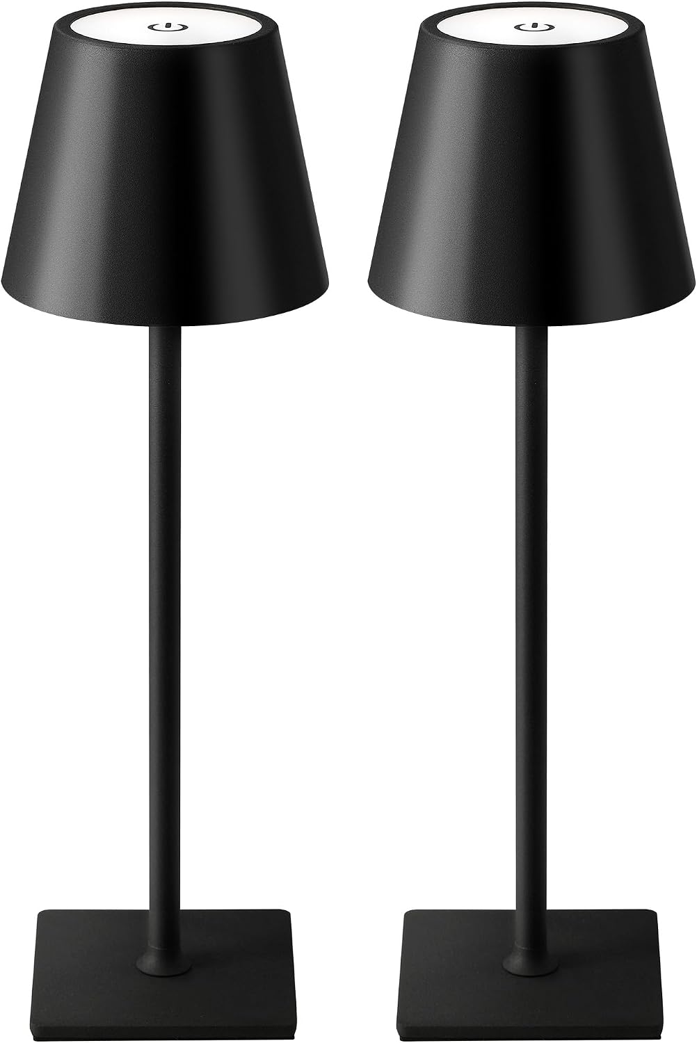 KDG 2 Pack Cordless Black Table Lamps, Rechargeable Portable LED Desk Lamps | 5000mAh Battery Operated 3 Color Stepless Dimming Up for Restaurant, Bedroom, Outdoor Party, Camping, Coffee Shop, Nightlight