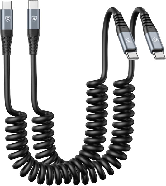 USB C Cable 3ft 2Pack USB C to USB C Charger Cable for Car, Coiled Type C | Fast Charging Cable Carplay Android Auto Type C Fast Charging Cable for iPhone 17/16/ 15/Pro Max/Samsung Galaxy S26 and More