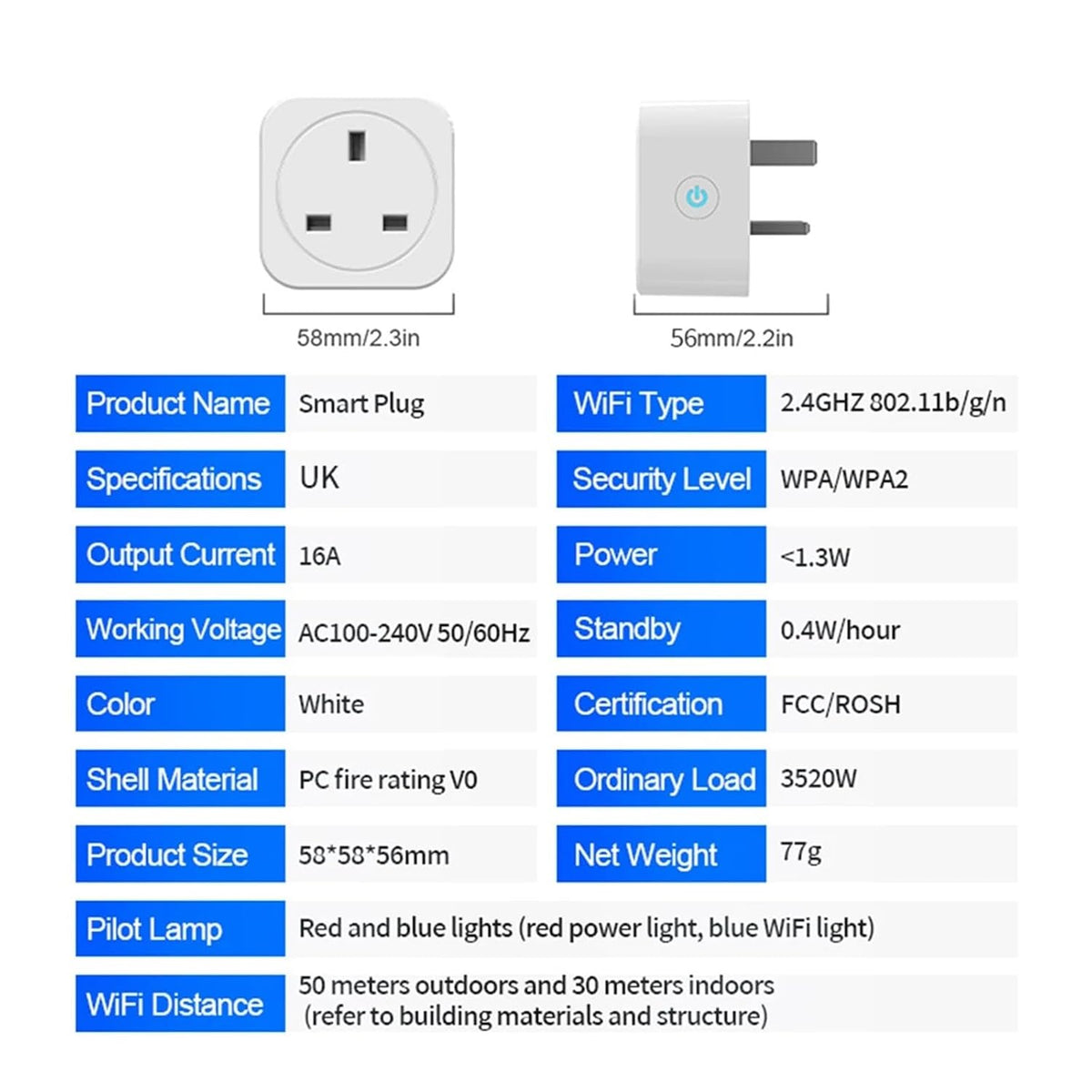 16A 20A WiFi Socket UK Smart Plug Power Monitoring Remote Control Timer Works(100-240V_20A WiFi Monitor)