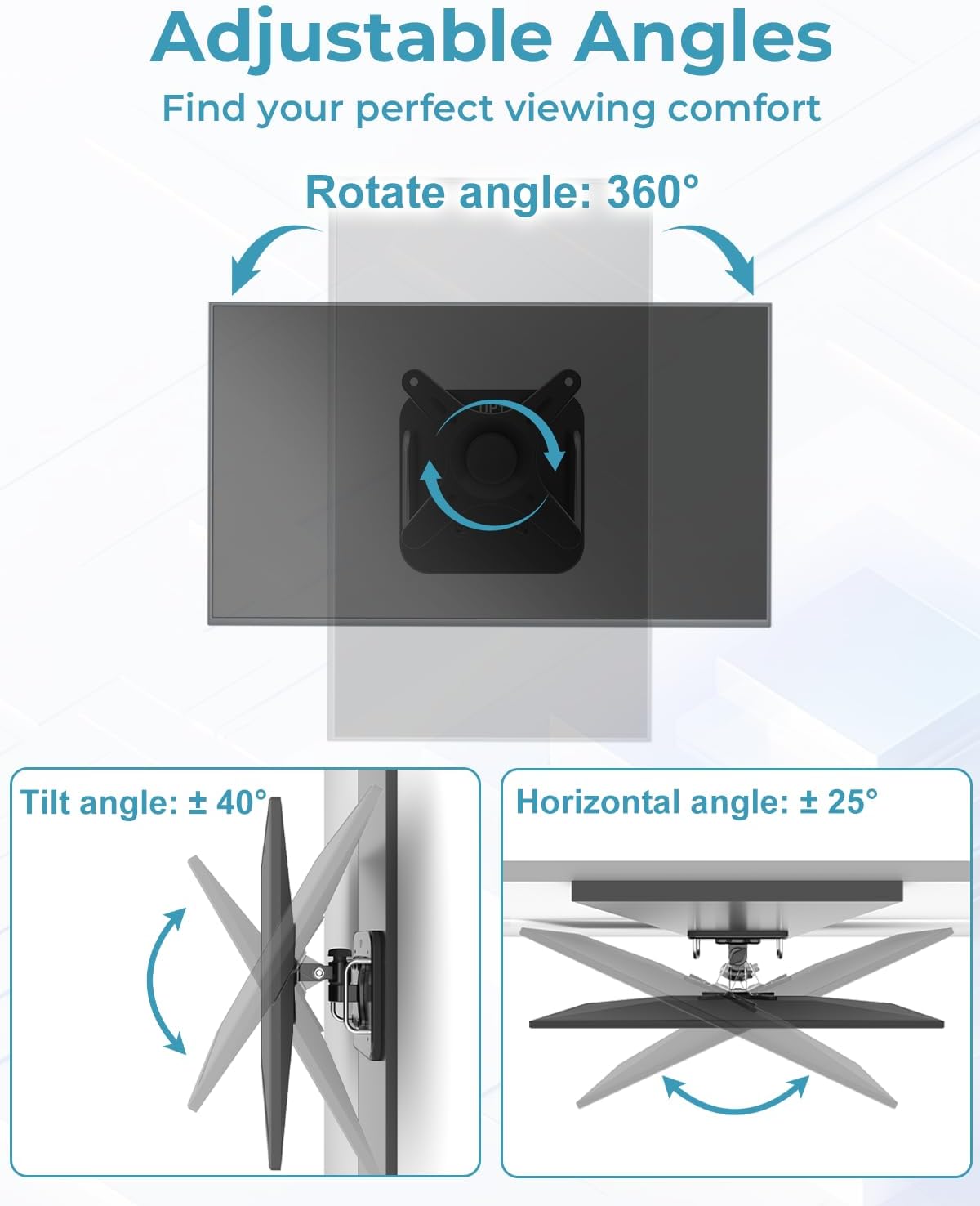 Magnetic Monitor Mount for 13"to 34”Screen Adjustable 360° Rotate Monitor Holder for Metal Surface with Handle Hold Up to 22LBS 75x75 or 100x100 VESA Screen Mounting Bracket for Metal Cabinet, Fridge