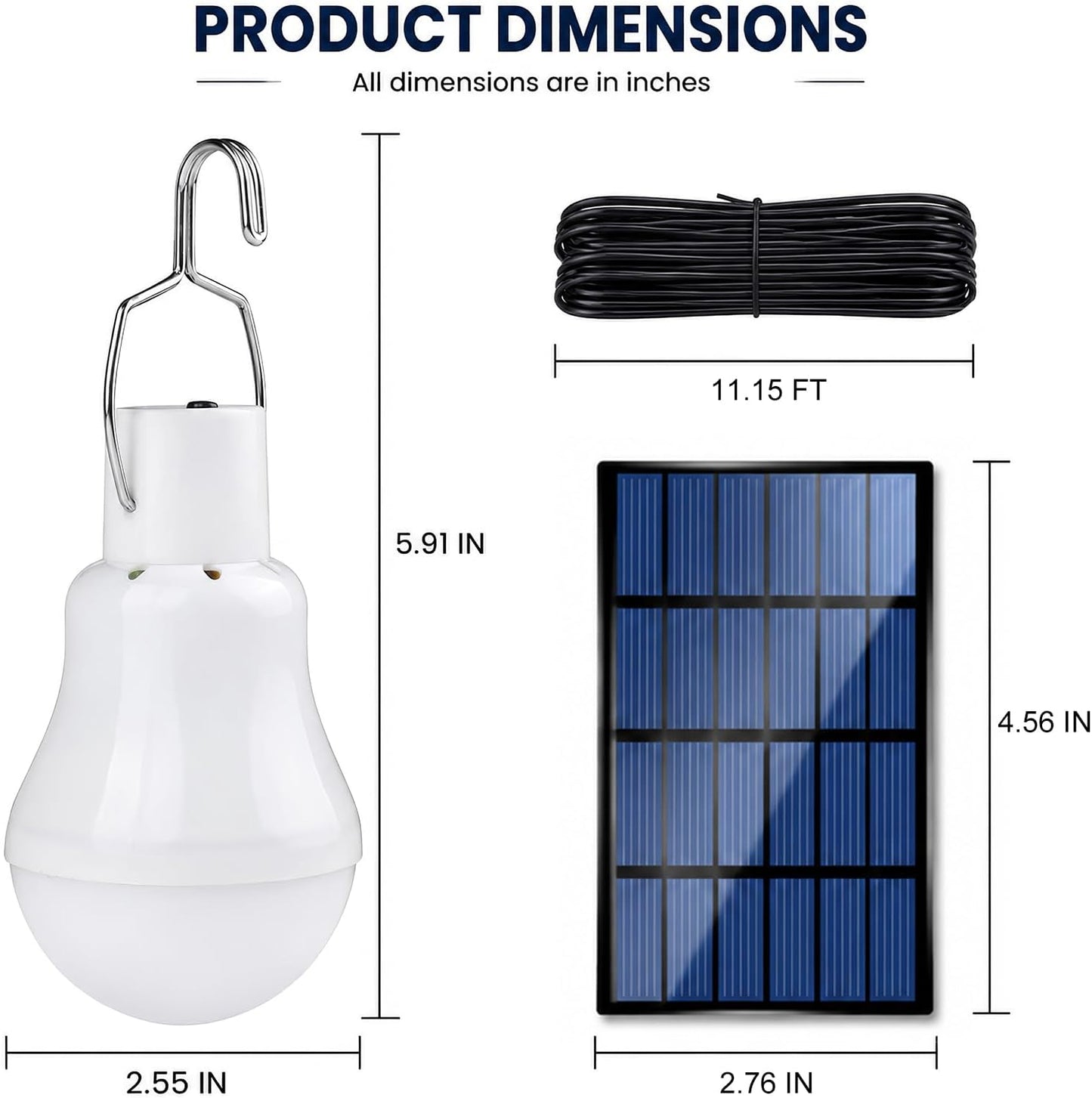 Solar Light Bulbs for Indoor Home and Chicken Coop, Outdoor Waterproof Camping Lamps for Tent, Rechargeable LED Solar Lights for Shed Night, Emergency, 2-Pack