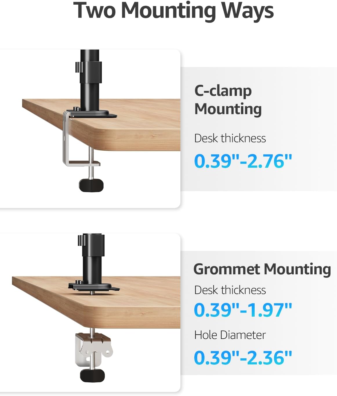 MOUNTUP Dual Monitor Desk Mount, Max 32 Inch up to 17.6lbs, Fully Adjustable Dual Monitor Arm for 2 LCD Screens, Double Monitor Stand with C-Clamp and Grommet Base