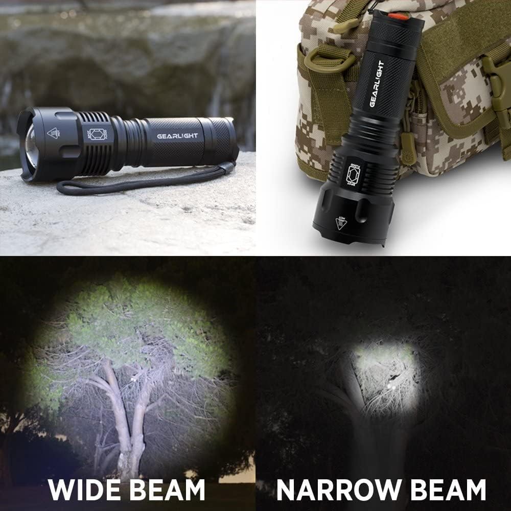 GearLight High-Powered LED Flashlight S1200 - Mid Size, Zoomable, Water Resistant, Handheld Light - High Lumen Camping, Outdoor, Emergency Flashlights - S1200-1 Pack, (Batteries Not Included)