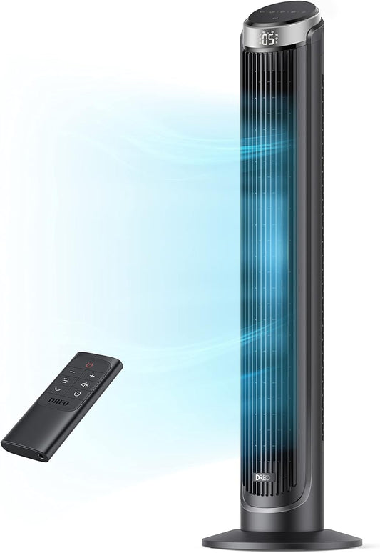 DREO Tower Fan for Bedroom, 90° Oscillating Fans that Blow Cold Air | 26 ft/s Powerful Airflow, 28dB Quiet Fan, 5 Speeds, 4 Cooling Modes, 12H Timer, 40" Standing Floor Fan for Home Office