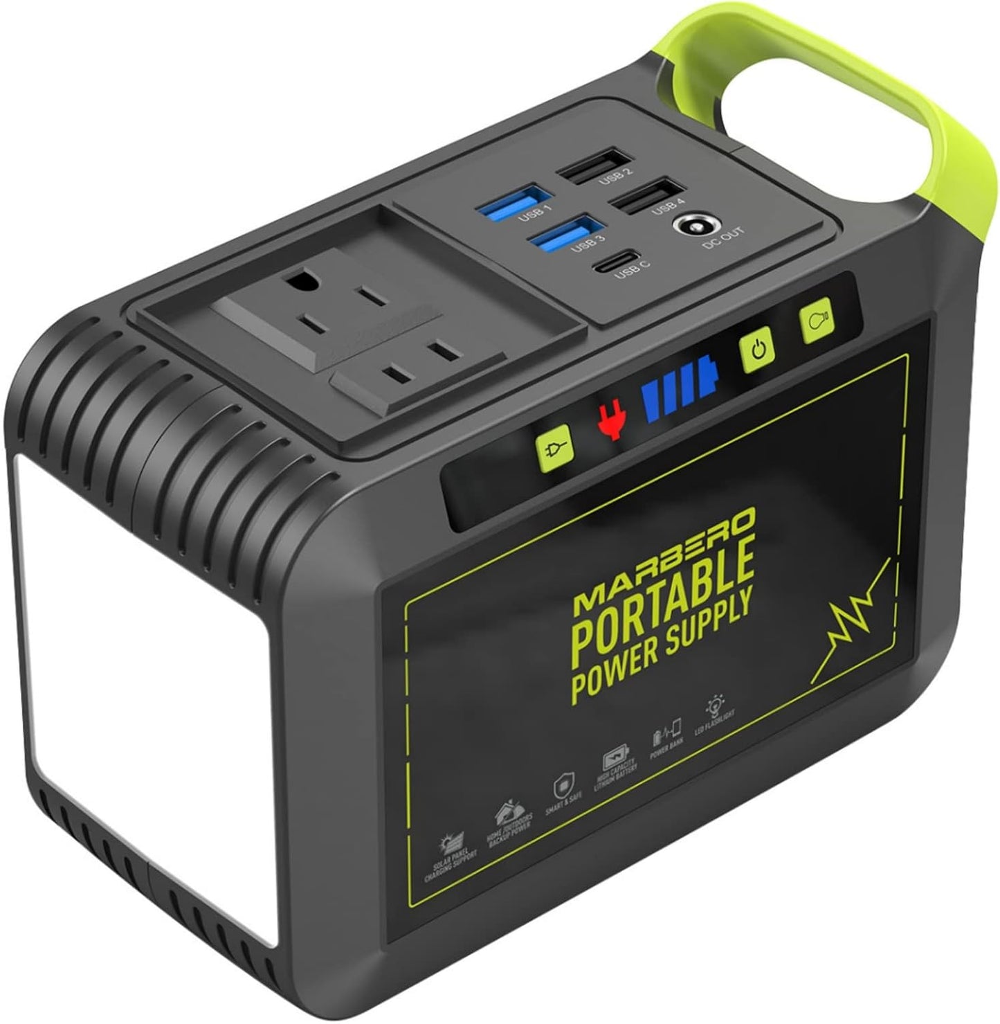 MARBERO Portable Power Station 88Wh, 120W Surge, Solar Generator 24,000mAh | Power Bank with AC Outlet 110V Portable Generator, 8 Output Ports for Camping Home Backup Outdoor Emergency Hunting Fishing