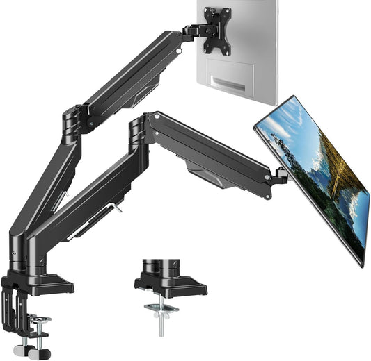 Dual Monitor Mount for Screens up to 43", Heavy Duty Monitor Arm | Ultrawide Desk Mount Holds 2.2-33lbs Each, Premium Gas Spring Adjustable Computer Monitor Arm for 2 Monitors, VESA Mount