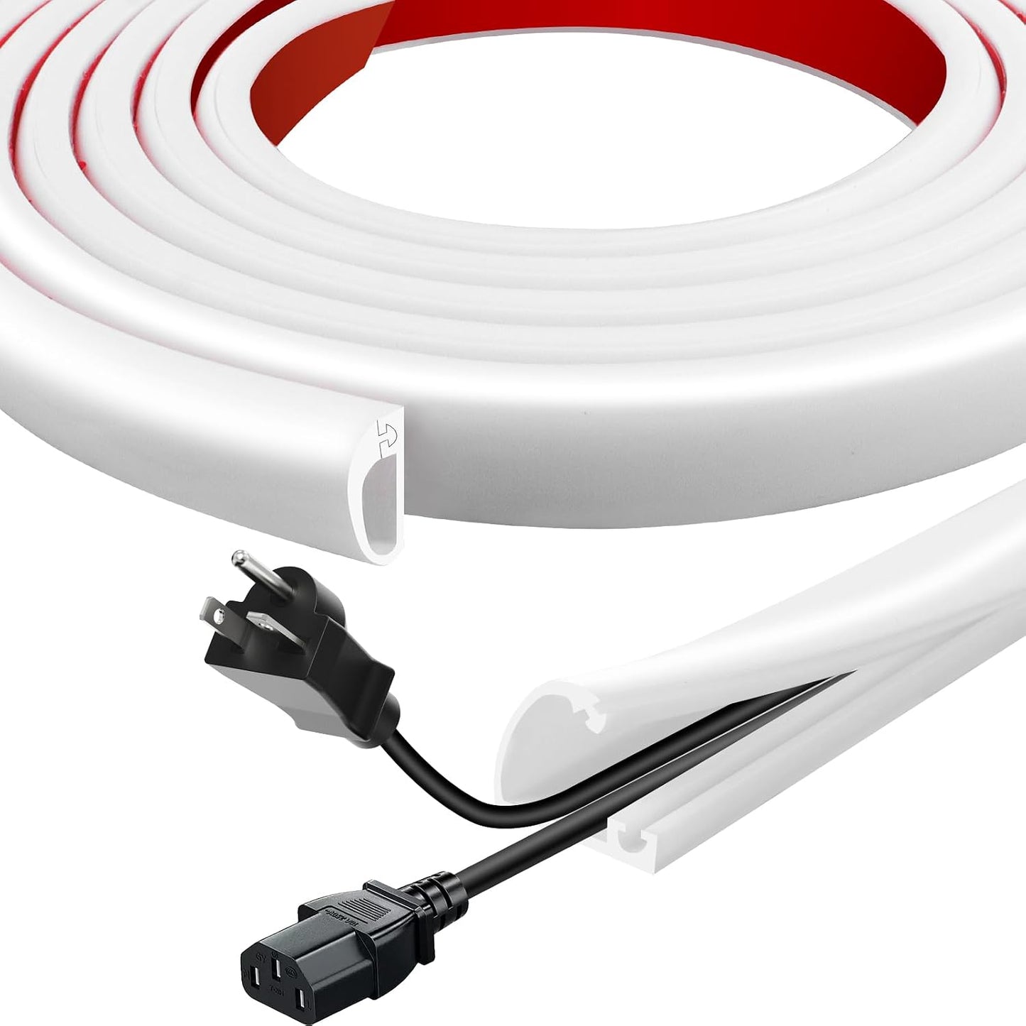 Silicone Cord Hider for Wall,118" Self-Adhesive Wire Hider for Cords,Side Open Cable Raceway Kit for Mounted TV,Flexible Cord Cover Cable Concealer Channel for Home & Office，Cavity 0.63" W x 0.31" H
