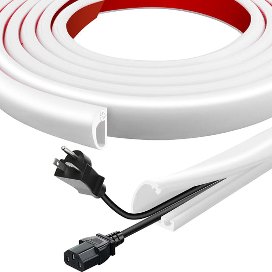 Silicone Cord Hider for Wall,118" Self-Adhesive Wire Hider for Cords,Side Open Cable Raceway Kit for Mounted TV,Flexible Cord Cover Cable Concealer Channel for Home & Office，Cavity 0.63" W x 0.31" H