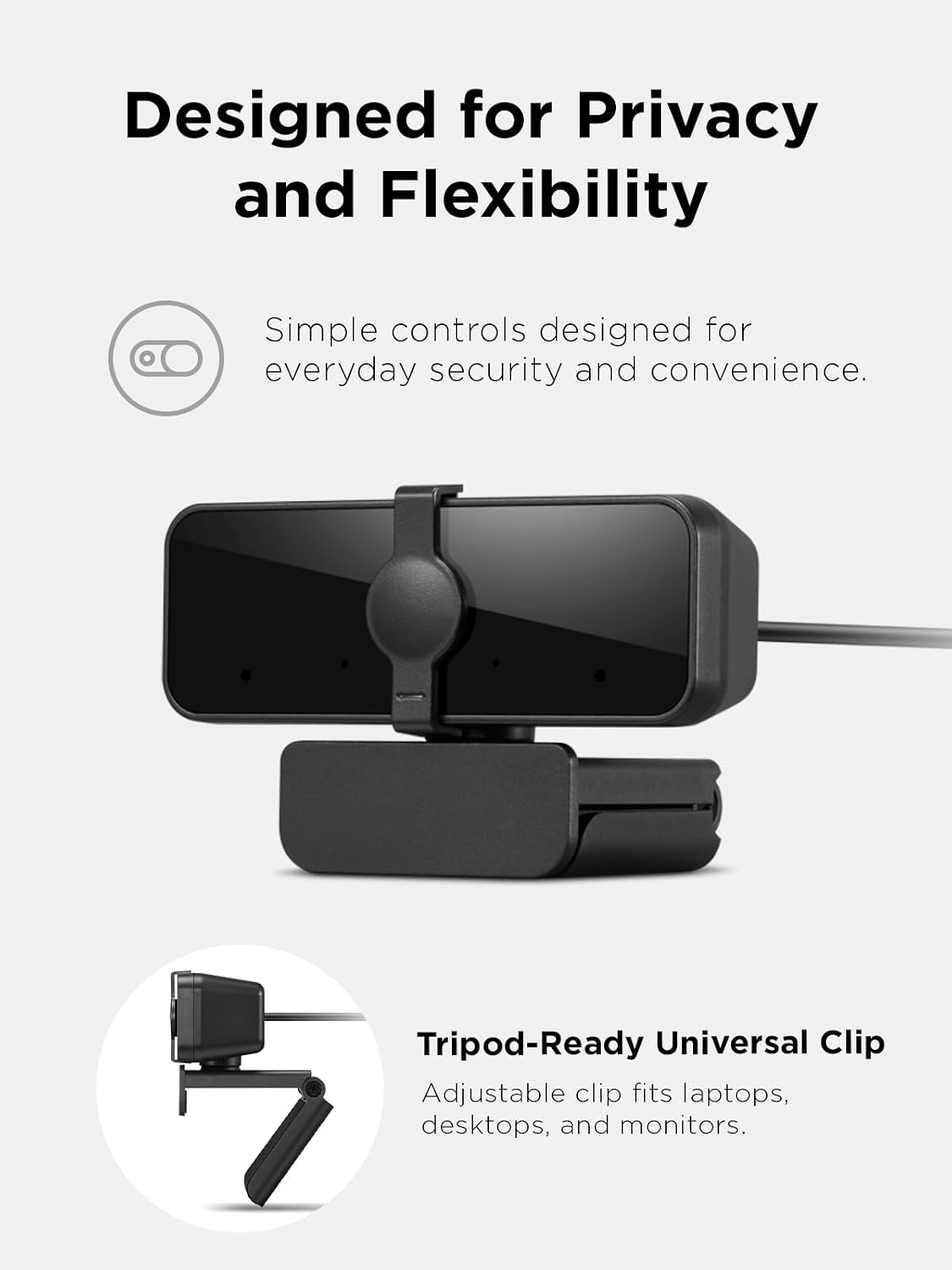 Lenovo Essential FHD Webcam Gen 2, Full HD, 1080p, Dual Microphones, 85 Degree FOV, 30 fps, USB-A Connection, Bulit-in Manual Privacy Shutter, Black
