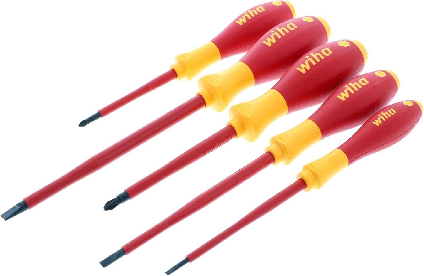 Wiha Insulated Screwdriver Set, 6-Piece 1000V Electrician Tool Kit | 1000V VDE certified, SoftFinish cushion grip, precision machined tips, tested to 10,000 volts, made in Germany