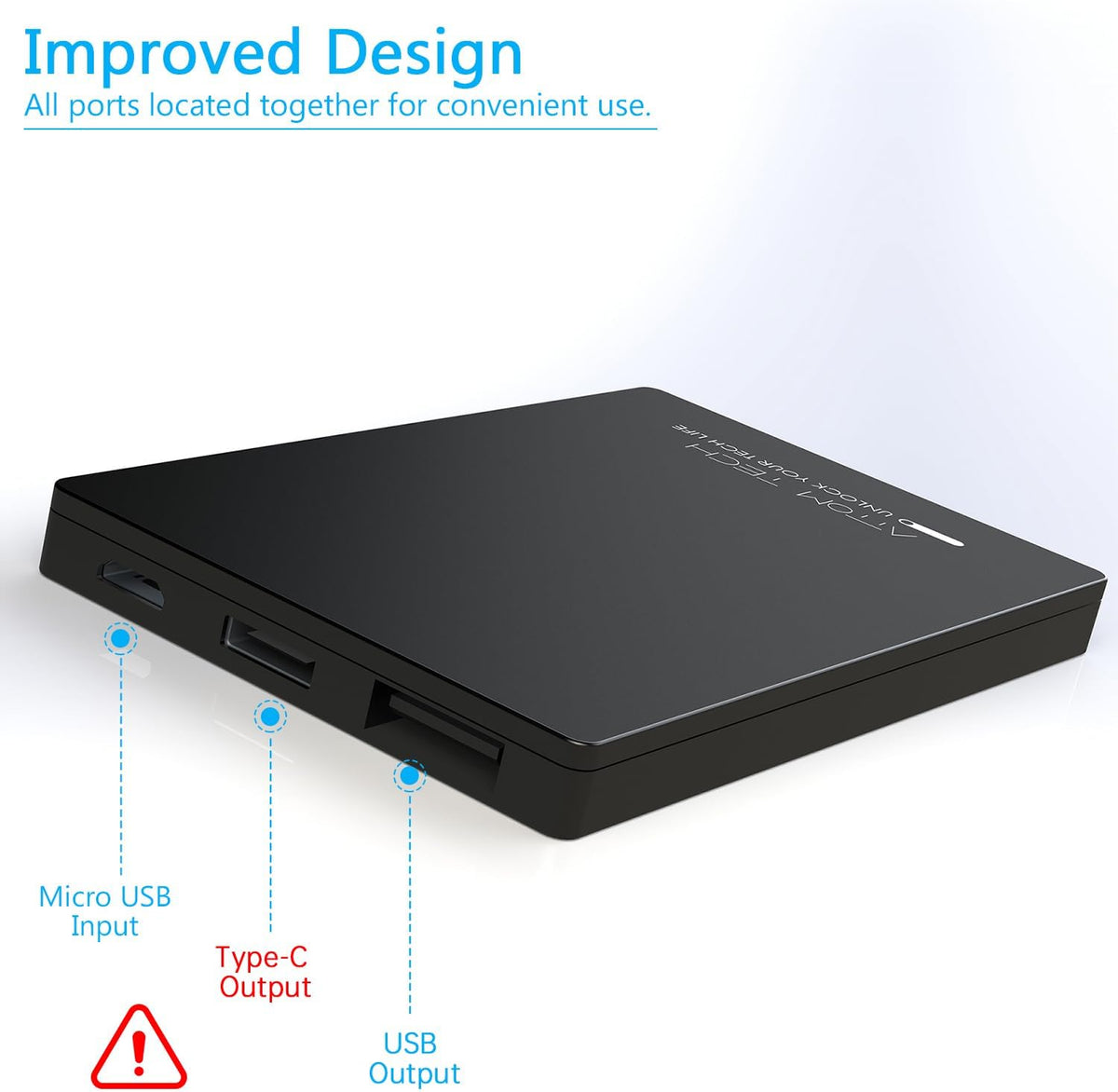 Portable Charger Power Bank 3000mAh Slim Dual USB Travel Black