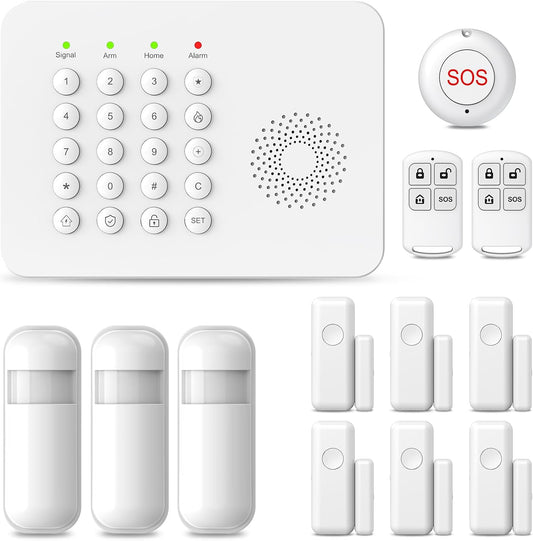PGST Home Security Alarm System,Wireless Home Security Systems with DIY Expandable Door Sensor,Motion Detector,4G GSM/Tuya App Alerts,Compatible with Alexa for Villa,Apartment (A02F-US-D)
