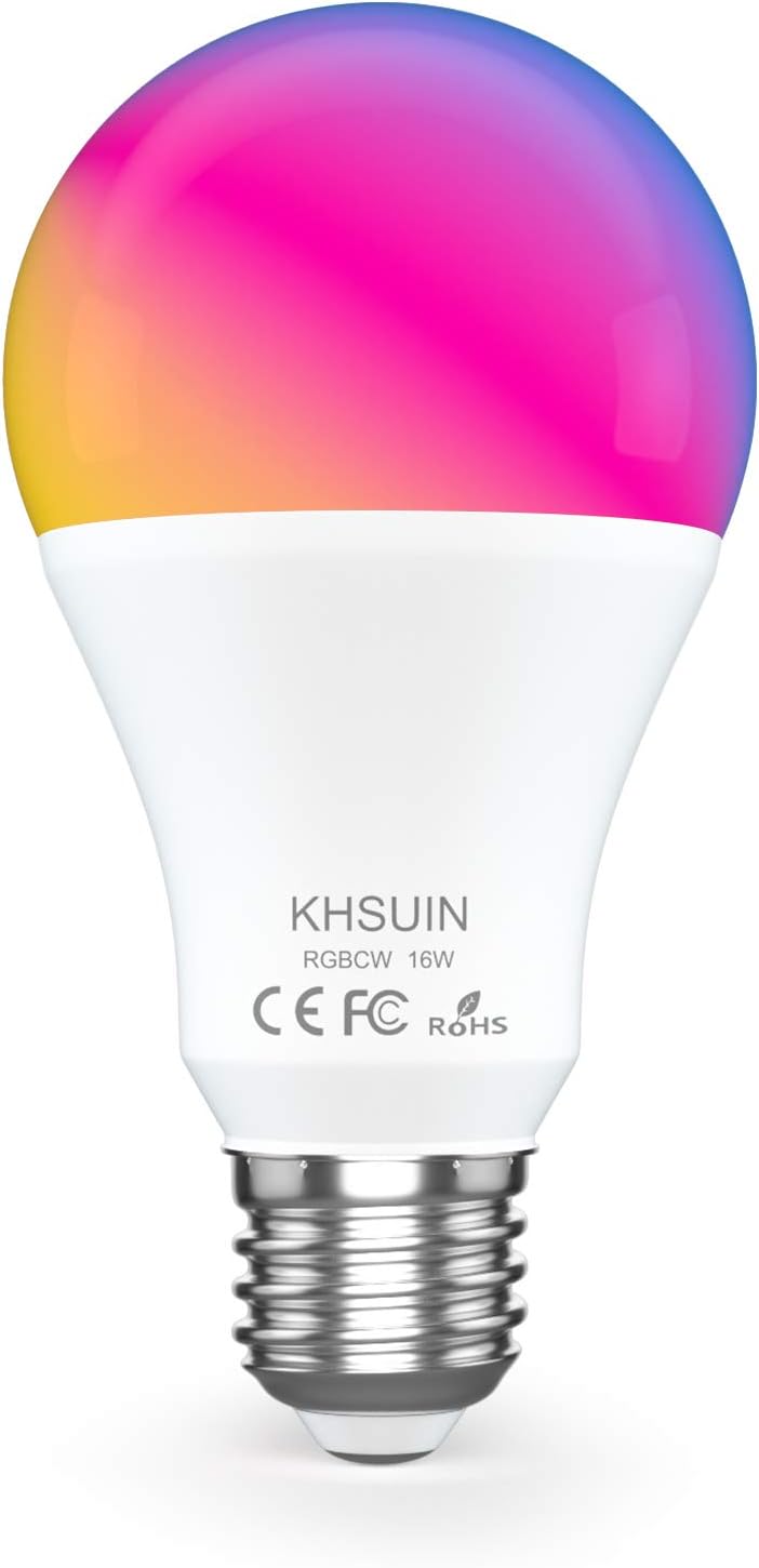 Smart Alexa Light Bulb,16W 150W Equivalent 1600 Lumens Ultra Bright E26 A19 Led Full Color Changing WiFi Light Bulb,Smart Bulb Work with Alexa,Google(No Hub Required),High Lumen Smart Light Bulbs