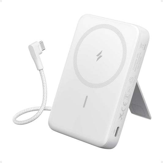 Anker Zolo Magnetic Power Bank, 10,000mAh Wireless Portable Charger | Magnetic Battery Pack with 30W Max Fast Charging, Built-in USB-C Cable and Adjustable Stand, for iPhone 17/16/15 Series