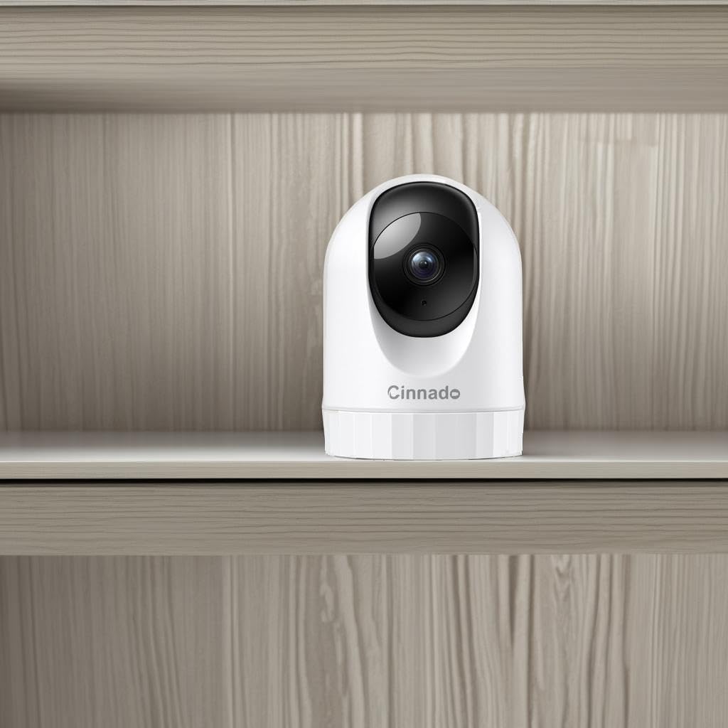 Cinnado 2K Security Camera Indoor for Pet/Dog/Baby with Phone App, D1 1Pack | 360° 2.4Ghz Wi-Fi Cam as Elderly/Baby Monitor, 2-Way Audio, Night Vision, 24/7 SD Card Storage, Alexa & Google Compatible