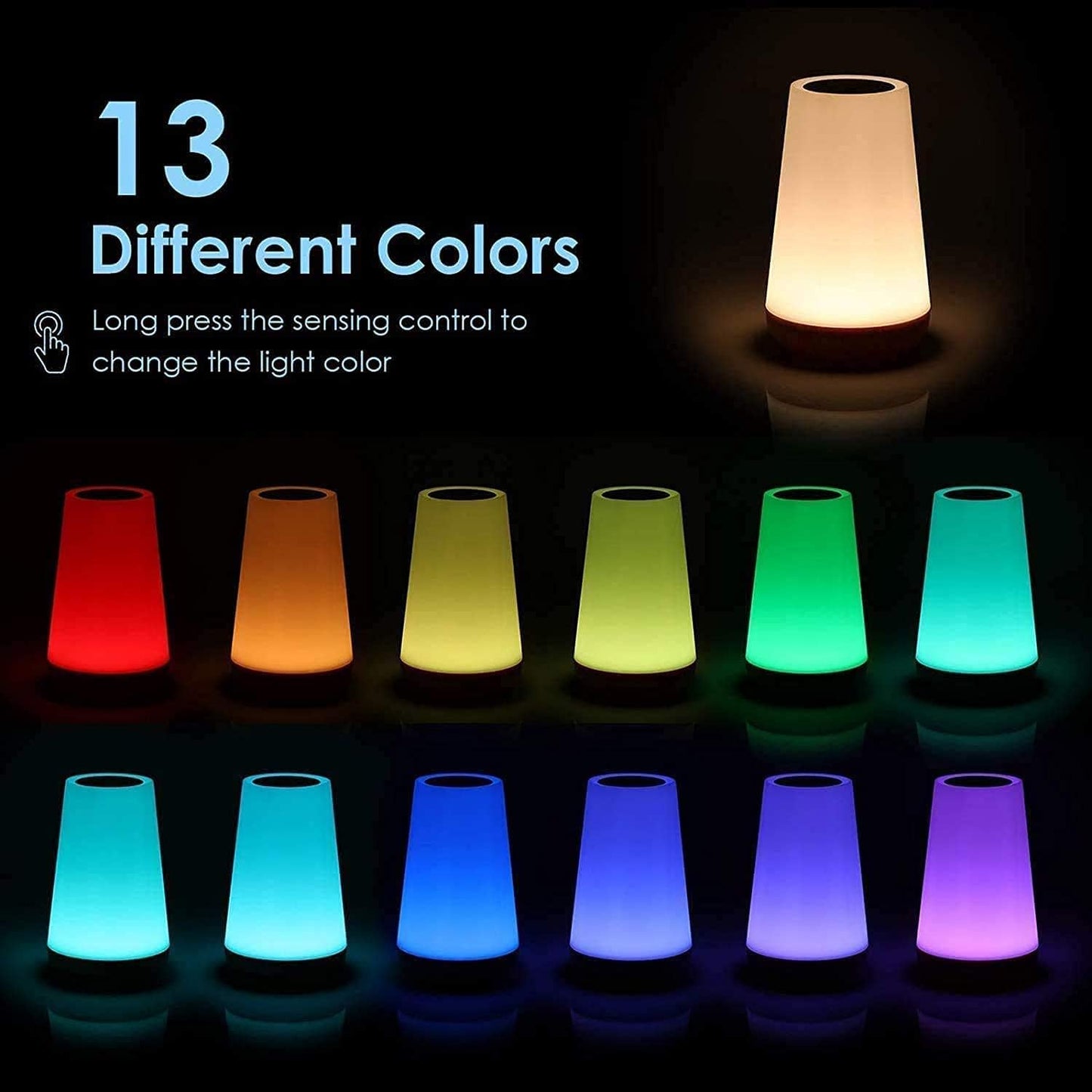 Kids Touch Night Light for Nursery: Rechargeable RGB Nightstand Lamp