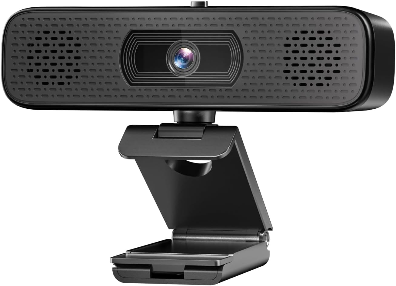 3-in-1 2K Webcam with Dual Speakers & 4 Noise-Canceling Mics, USB Plug & Play Computer Camera with Privacy Cover for Zoom Meeting Online Teaching Video Calling