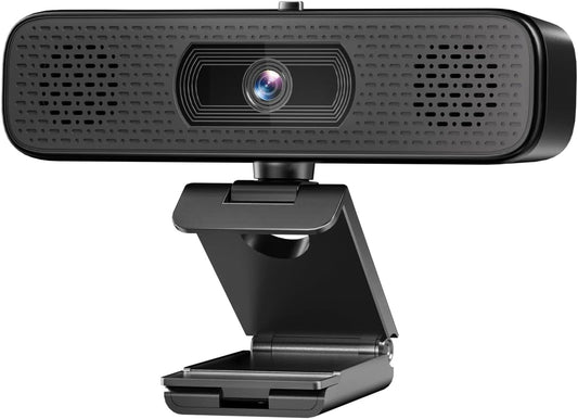 3-in-1 2K Webcam with Dual Speakers & 4 Noise-Canceling Mics, USB Plug & Play Computer Camera with Privacy Cover for Zoom Meeting Online Teaching Video Calling