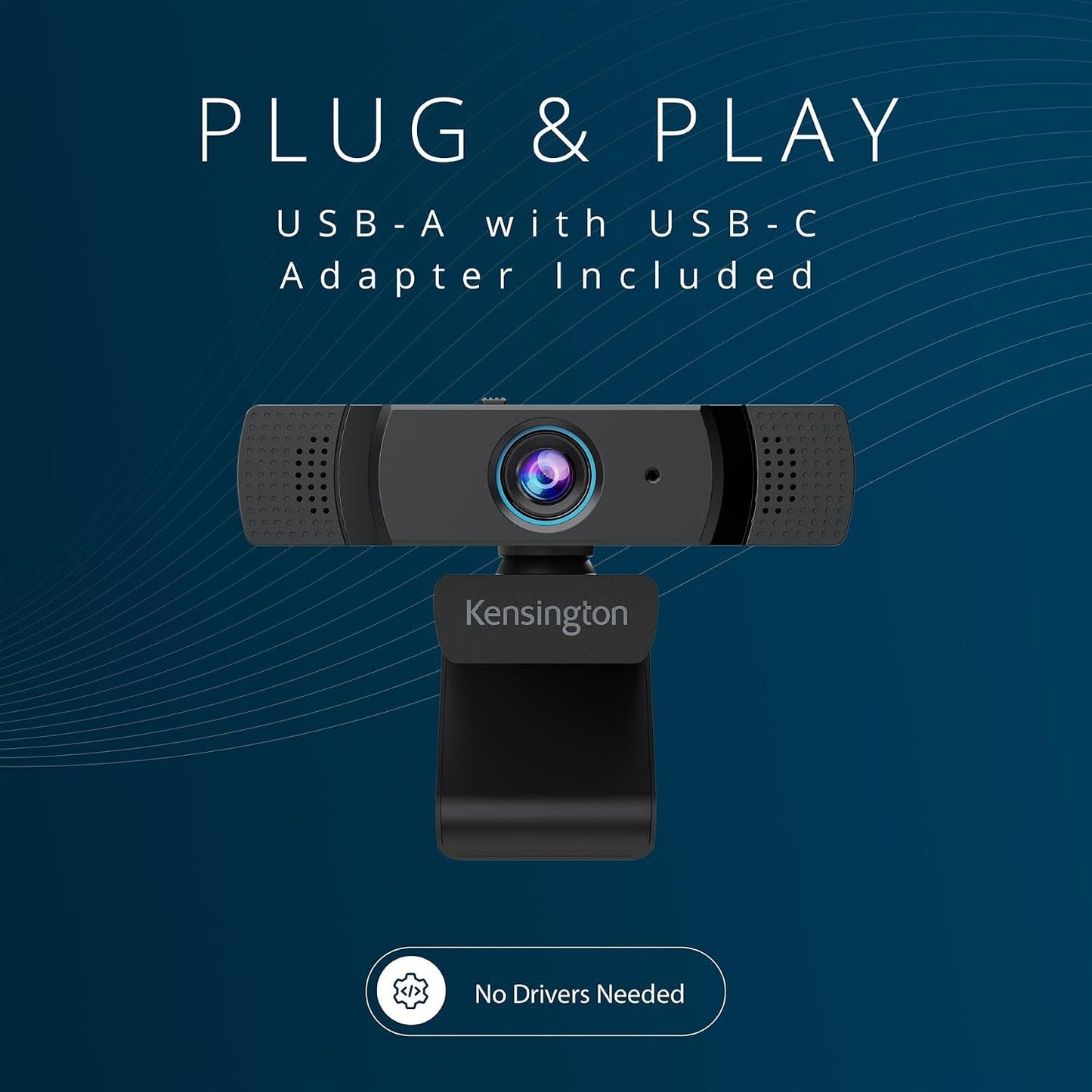 Kensington W1060 EQ 1080p Fixed Focus Webcam with Stereo Microphones, Auto Light Correction, USB Plug‑and‑Play for PC & Mac (K81171WW)